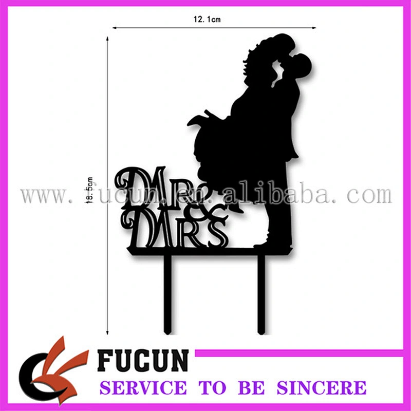 China wholesale wedding couple Mr and Mrs black acrylic cake topper