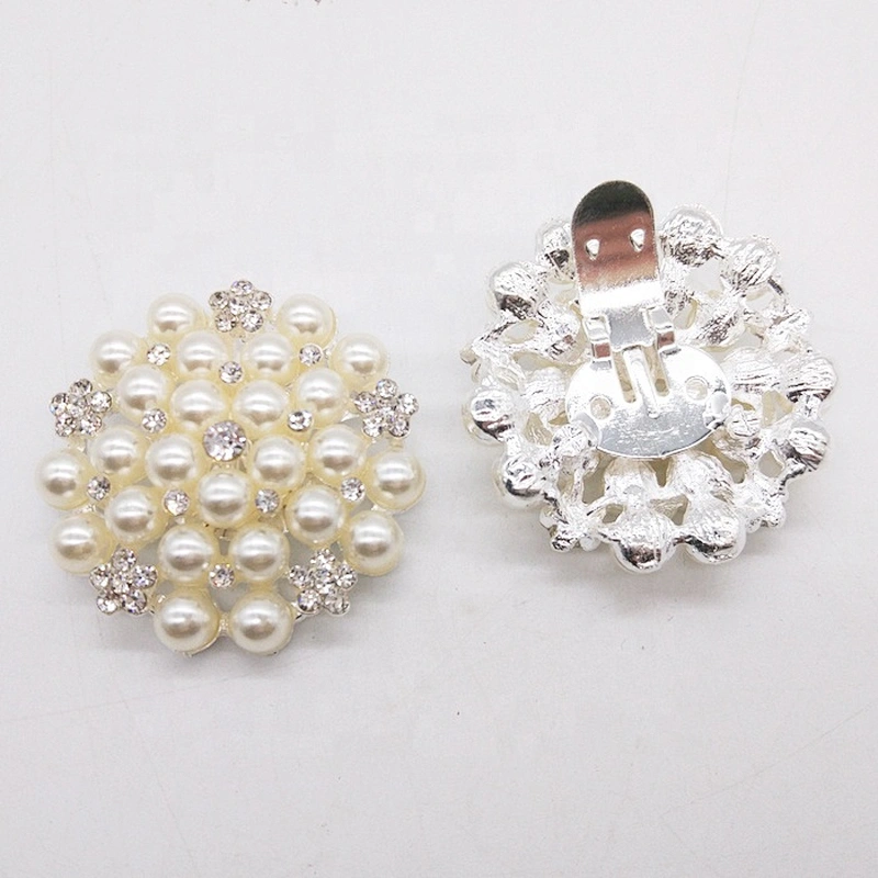 New wholesale ivory pearl crystal rhinestone shoe clip
