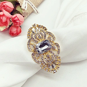 wholesale metal gold rhinestone napkin rings wedding