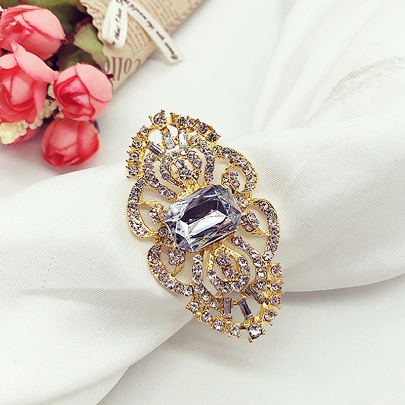 wholesale metal gold rhinestone napkin rings wedding
