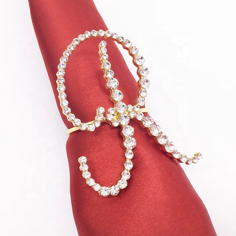 Rhinestone Table Decor Bling Supplies Wholesale Gold Letter R Napkin Ring