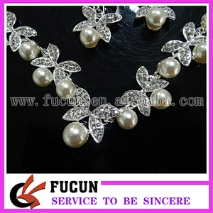 Bridesmaid Necklace Earrings pearl rhinestone Wedding Jewelry