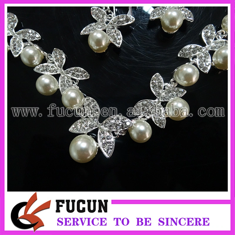 Bridesmaid Necklace Earrings pearl rhinestone Wedding Jewelry