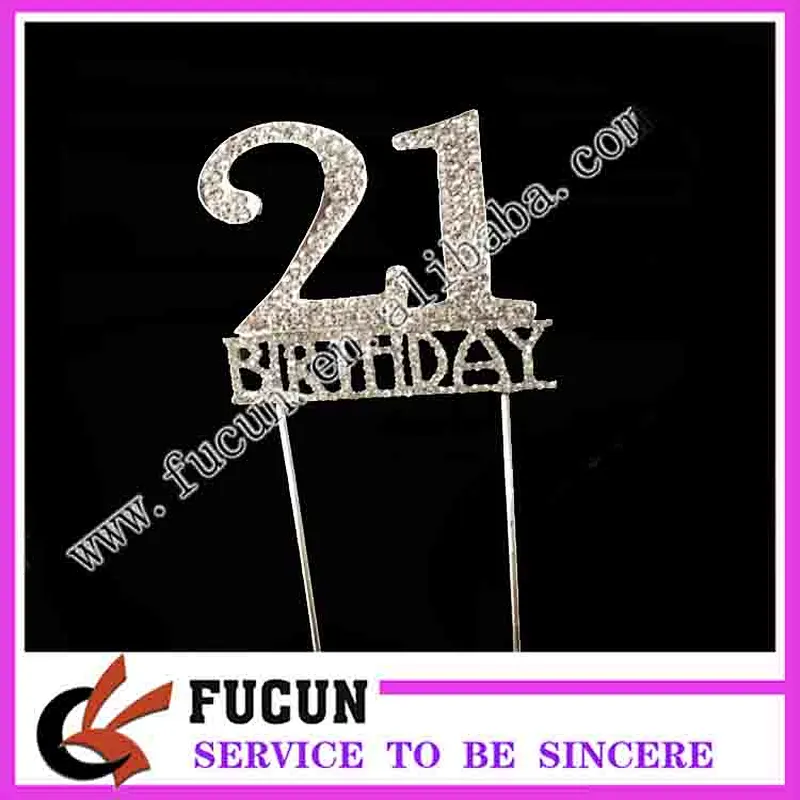 customized silver monogram birthday anniversary crystal cake toppers