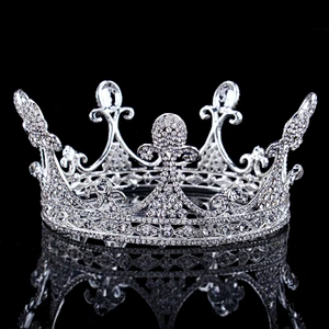 Retro Palace Style Sparkle  Rhinestone silver Baroque King Tiara  Crown