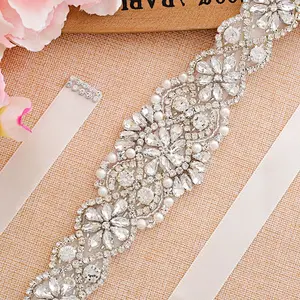 2019 top Sale Decorations Hot Fix Sew On Rhinestone pearl Applique Trimming For Wedding Dress