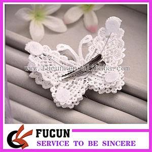 Custom Handmade Hair Accessories Fancy Princess Bobby Pin Lace Bridal Butterfly Hair Clip