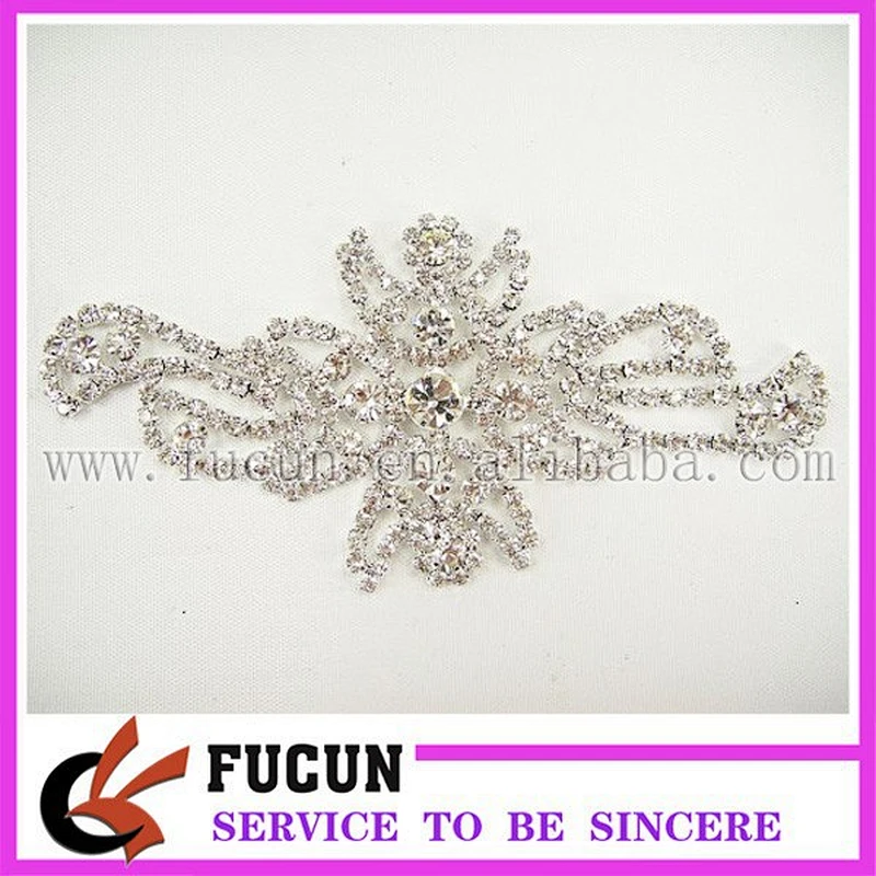 Crystal applique for DIY wedding sash, garter, headband, head piece
