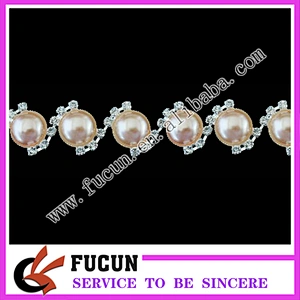 new arrival rhinestone and pearl applique trimming