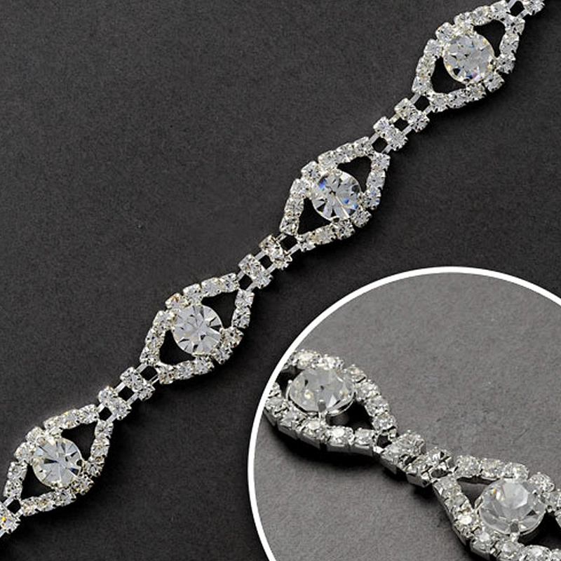 Silver banding beaded fabric sewing lace trim for garment accessories