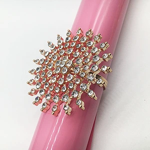 wholesale fashion metal gold plating wedding crystal napkin ring