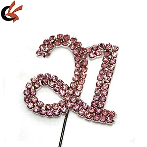 colorful rhinestone number 21 pick 21st birthday cake topper