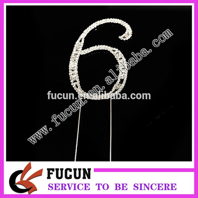 New Large Rhinestone Number Cake Topper for kids party supplies in China