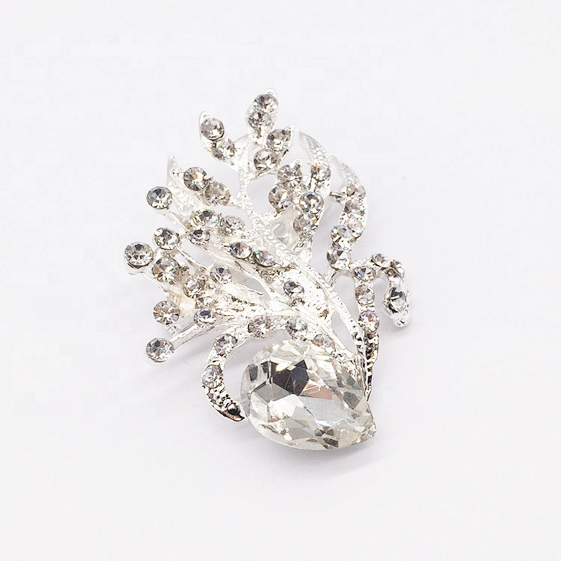 Customized fancy crystal rhinestone plant brooch for men suit
