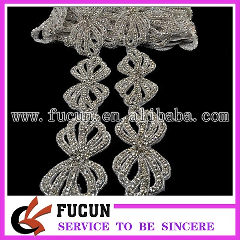 Crystal Clear Bridal Rhinestone Beaded Trim Wedding Accessory Embellishing