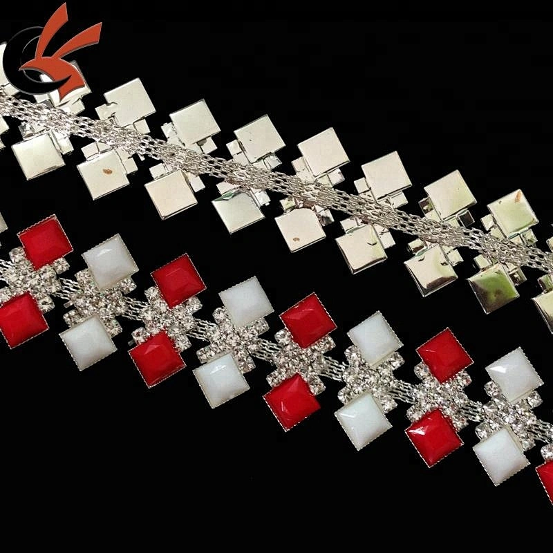 Red and white rhinestone banding rhinestone trimming rhinestone appliques