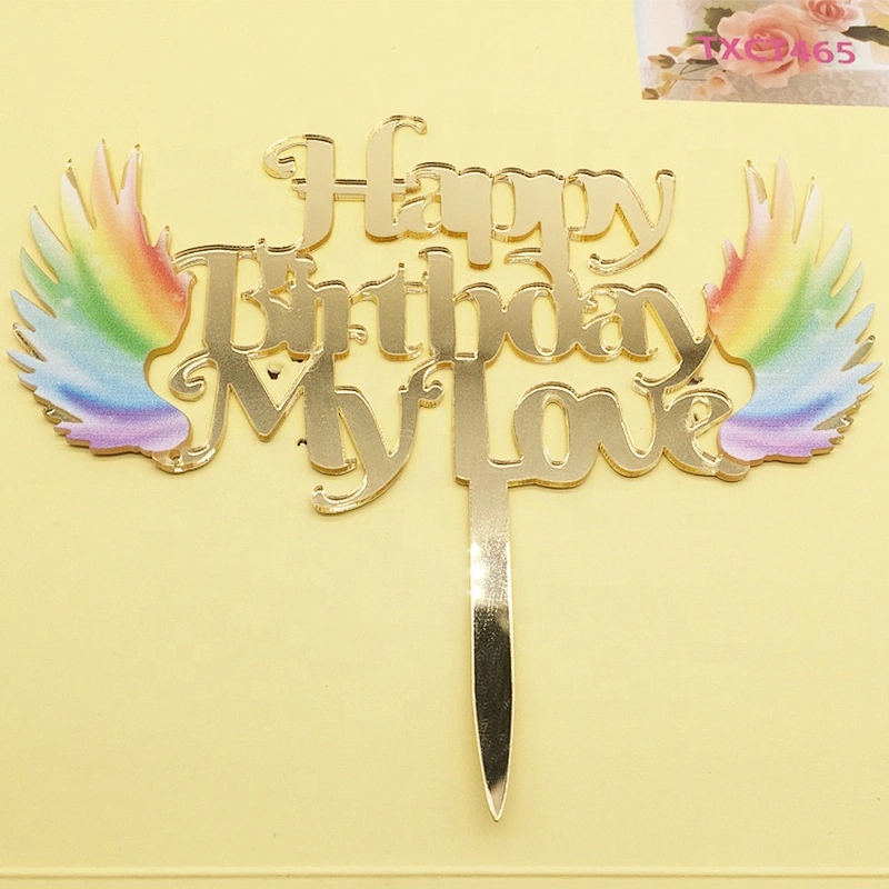 Mirror Birthday Cake Supplies Decorations Happy Birthday Acrylic Cupcake Topper
