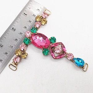Handmade good price candy color shoe rhinestone buckle upper for sandals