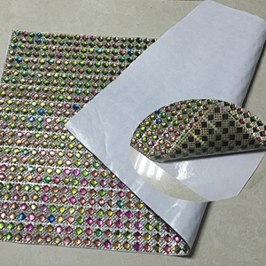 16 X 9.5 inches self adhesive crystal rhinestone mesh ab stones reflection sticker sheet