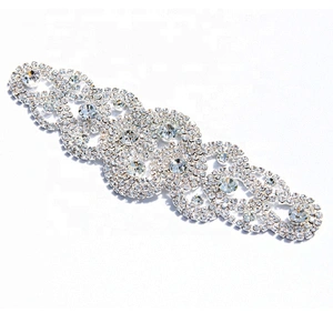 wholesale neckline designs rhinestone crystal gold rhinestone applique for wedding dress sash