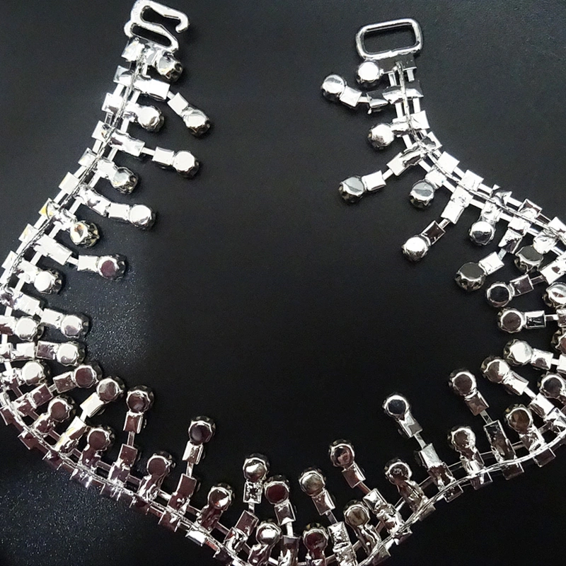 China supplier handmade rhinestone jewelry connector chain crystal pendant bikini connector