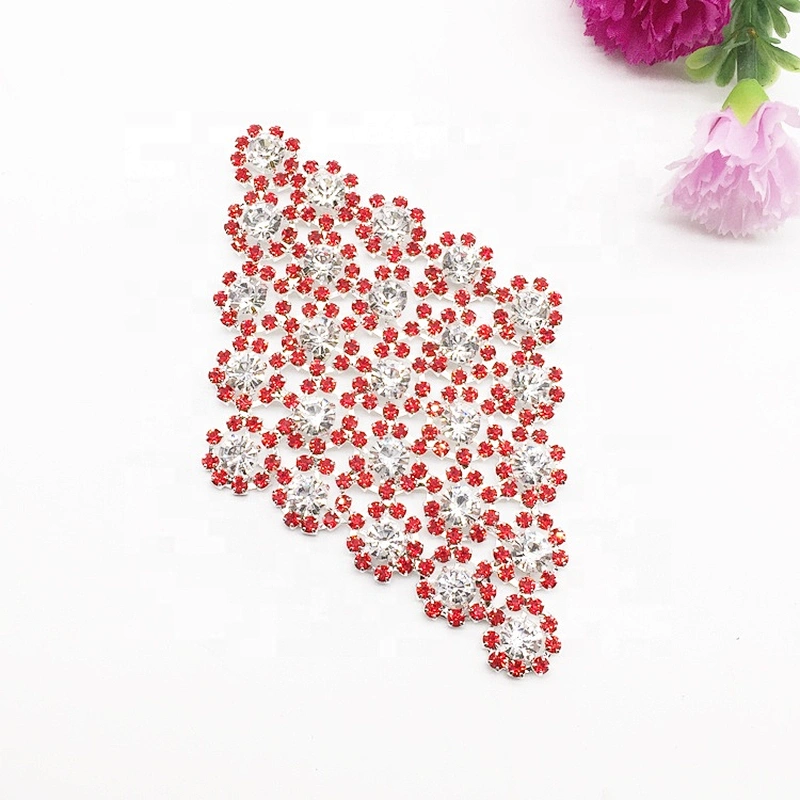 Wholesale attractive large square flat back rhinestone red crystal embellished applique for decoration