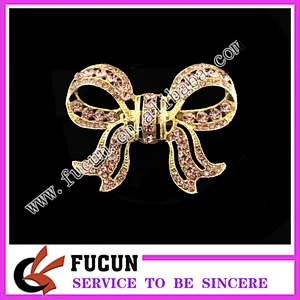customized fashion silver latest style bowknot rhinestone crystal brooch
