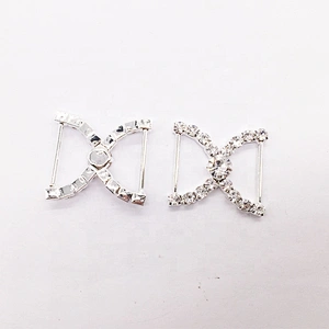 Fancy Diamante Rhinestone Buckle Bikini Bra Bow Rhinestone Connector For Swimwear