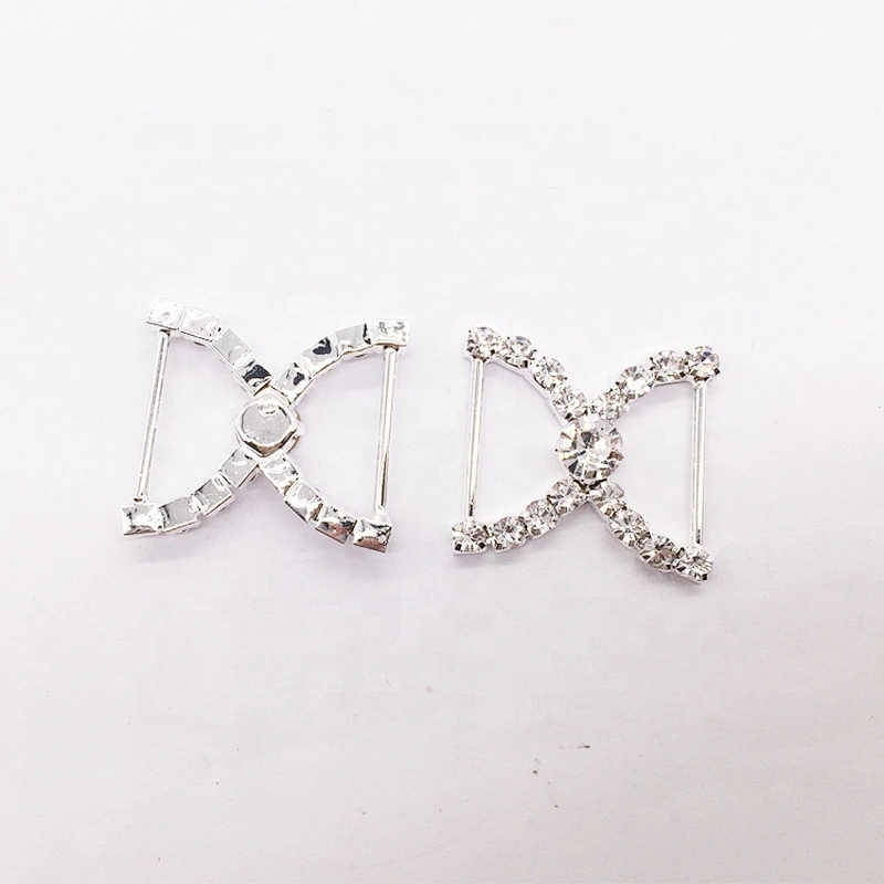 Fancy Diamante Rhinestone Buckle Bikini Bra Bow Rhinestone Connector For Swimwear