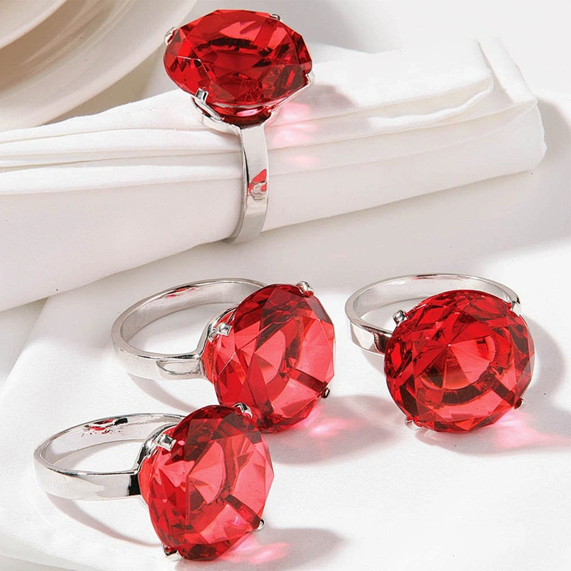Diamante Jeweled Red Diamond Bridal Napkin Ring for Wedding Party Favour Table Decoration