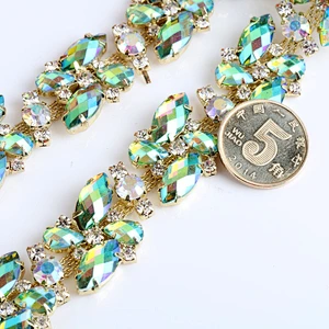 High Quality manufacturer decorative Rhinestone trimming Bridal Dress Applique Chain