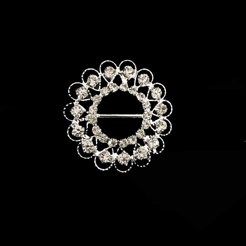New arrival round rhinestones metal flower buckles for wedding decoration