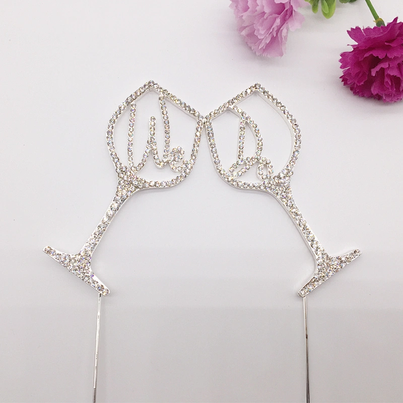 exquisite wedding red wine glass WE DO rhinestone cake topper