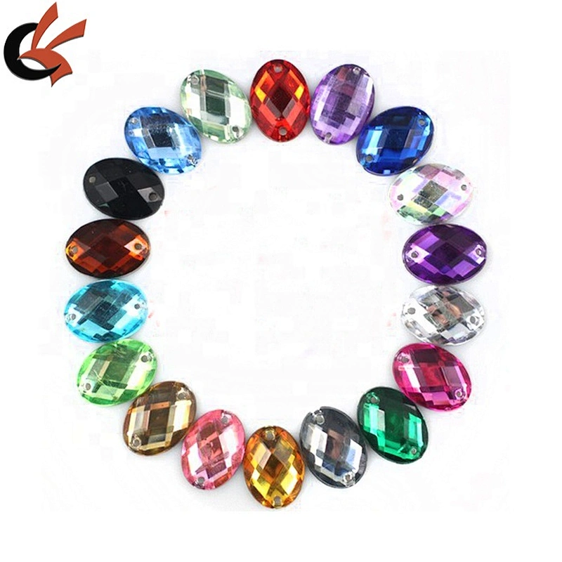 wholesale sew on oval orange acrylic rhinestone accessories