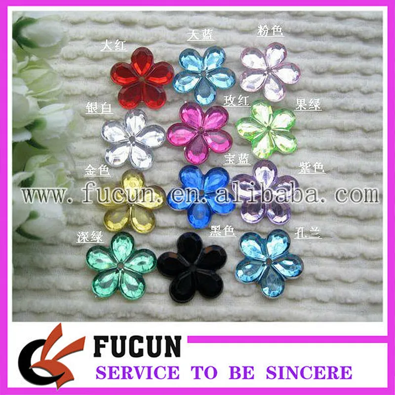 Acrylic Crystal flower shape Flat Back Rhinestones Beads DIY