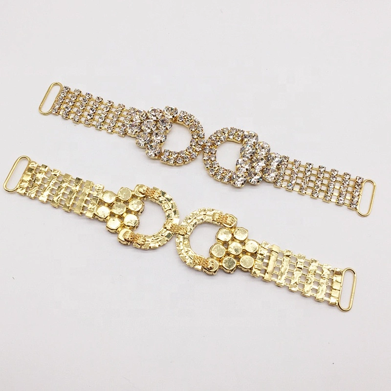 New design women belt buckle decorative gold plated rhinestone swimwear connector for bikinisuit
