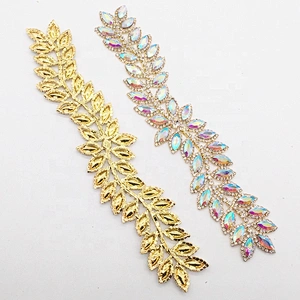 Wholesale colorful AB bridal rhinestone crystal wedding flat back bridal belt trimming applique
