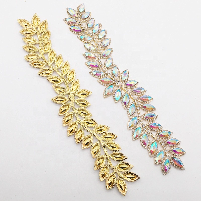 Wholesale colorful AB bridal rhinestone crystal wedding flat back bridal belt trimming applique