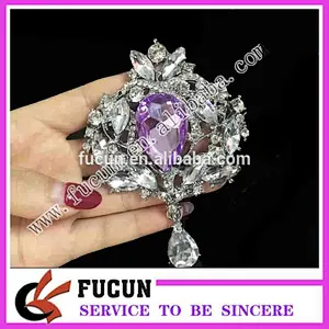 Wholesale fashion White nickel plated rhinestone brooch for wedding