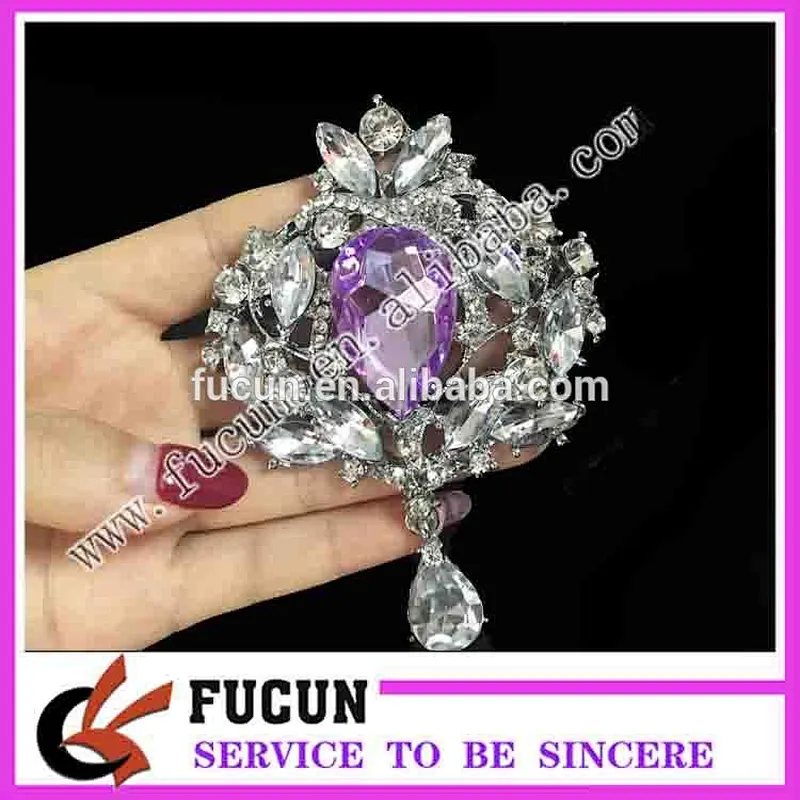 Wholesale fashion White nickel plated rhinestone brooch for wedding