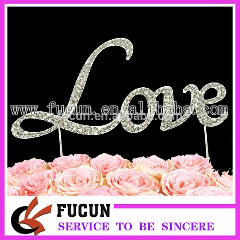 Fashion wedding favors LOVE rhinestone cake topper wedding decorations new products 2016