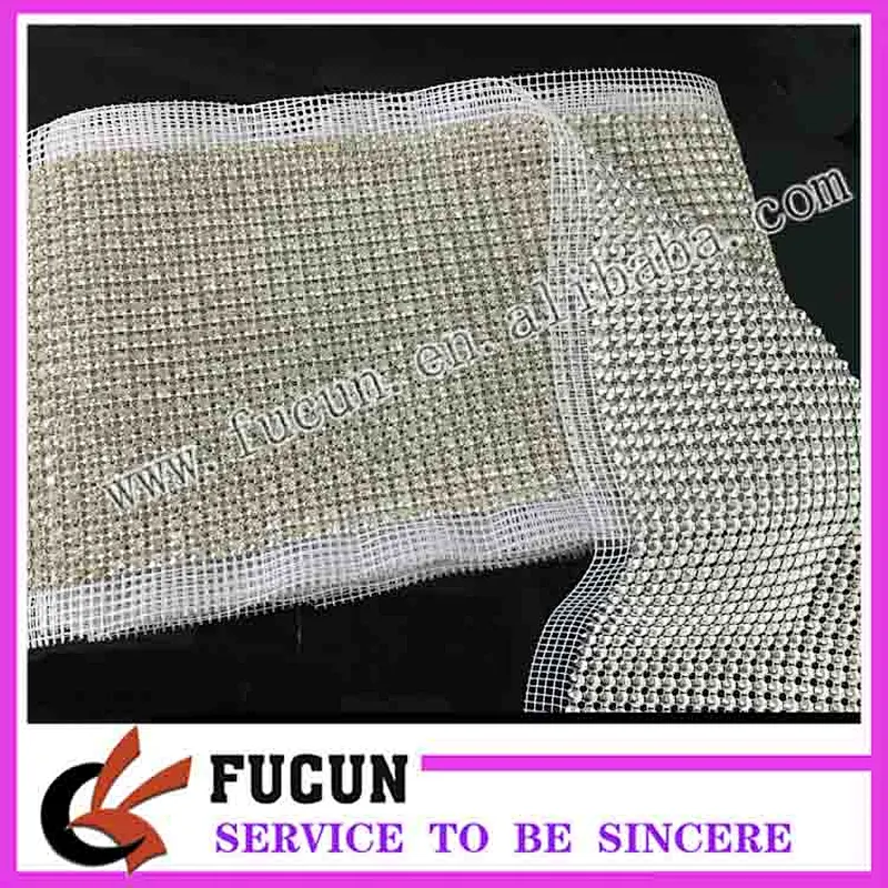 Factory price high quality silver gold backing 24 rows with clear crystal rhinestone trimming mesh for sewing wedding