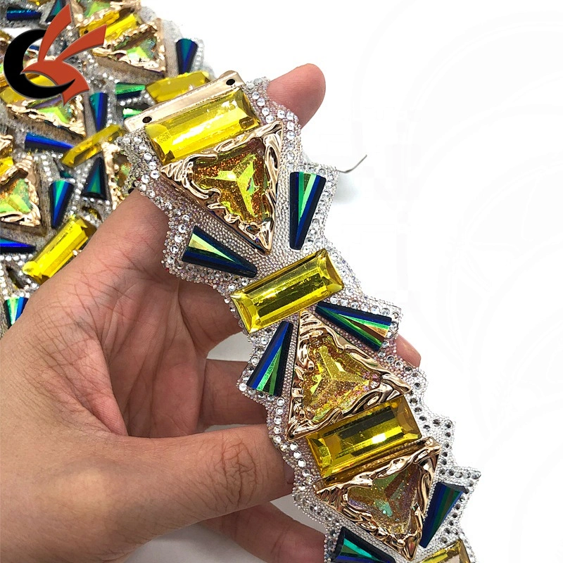 Factory making New style Gold crystal hot fix tape trimming iron on trims
