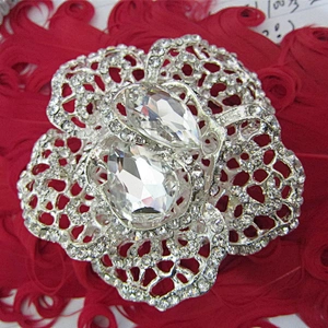 Handmade Decorative Crystal Flower Rhinestone Men Brooch for Suits