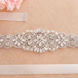 Wholesale bling bridal dress rhinestone crystal wedding sash applique