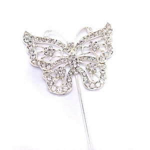 Rhinestone Silver Crystal Butterfly Butterflies Wedding Pick Cake Cupcake Topper