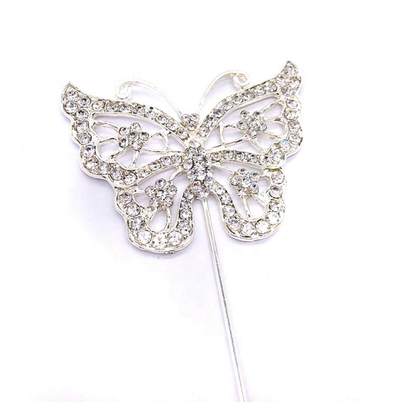 Rhinestone Silver Crystal Butterfly Butterflies Wedding Pick Cake Cupcake Topper