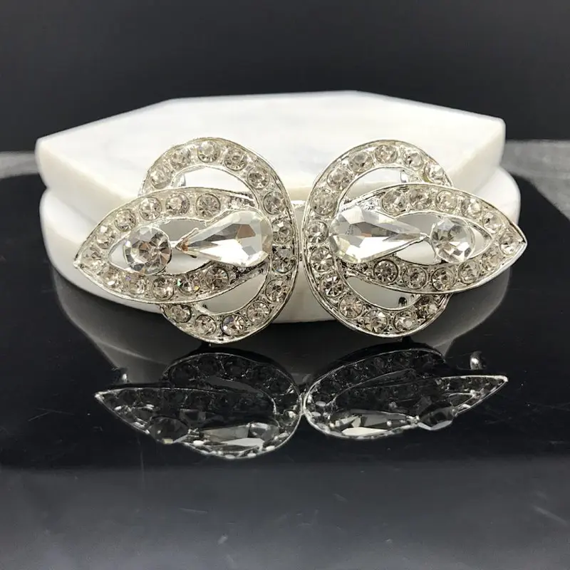 35MM*95MM wholesale metal charm wedding invitation ribbon rhinestone pair buckles sliders
