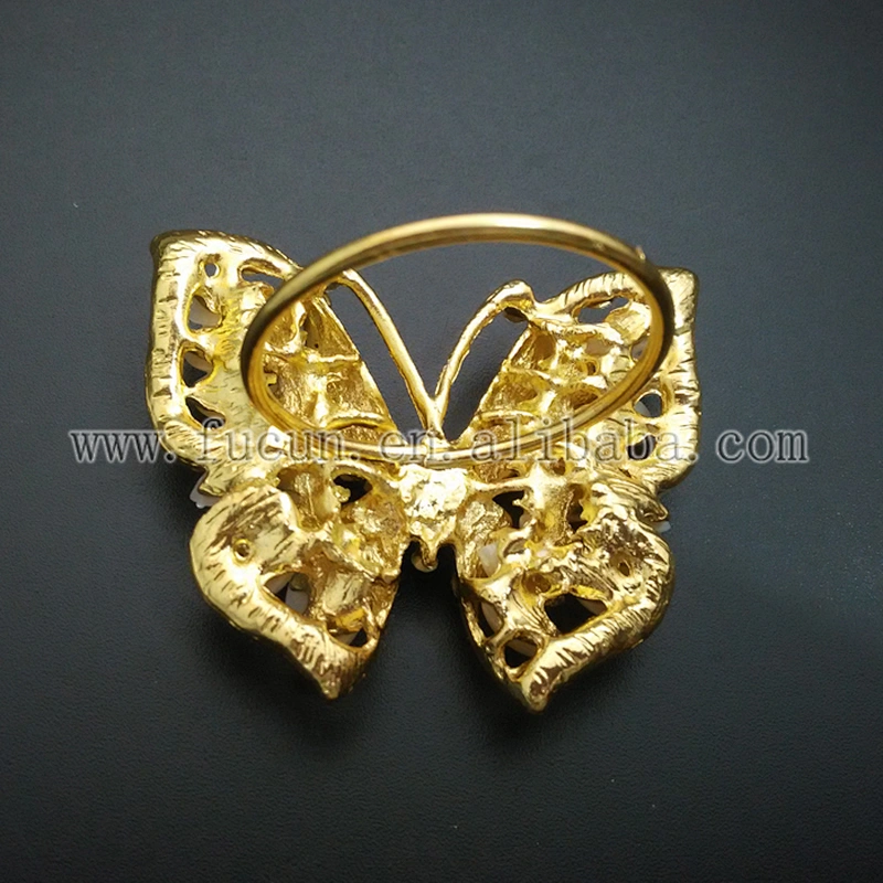wholesale gold butterfly rhinestone pearl napkin ring for table decoration