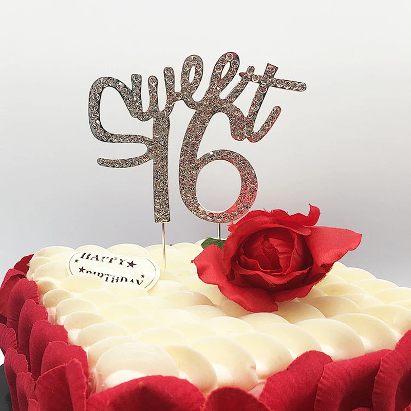 Custom Funny sweet 16 crystal cake toppers birthday for party decorations